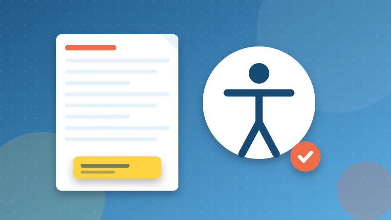 A PDF page beside an accessibility symbol and a check mark