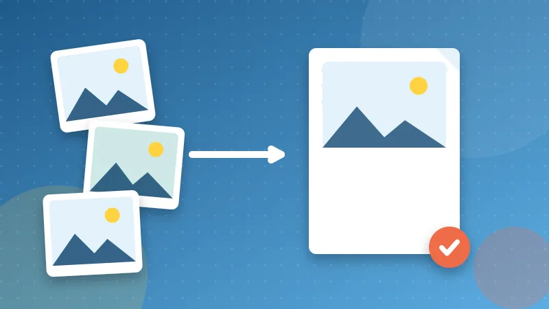 Three photographs flowing into one PDF document