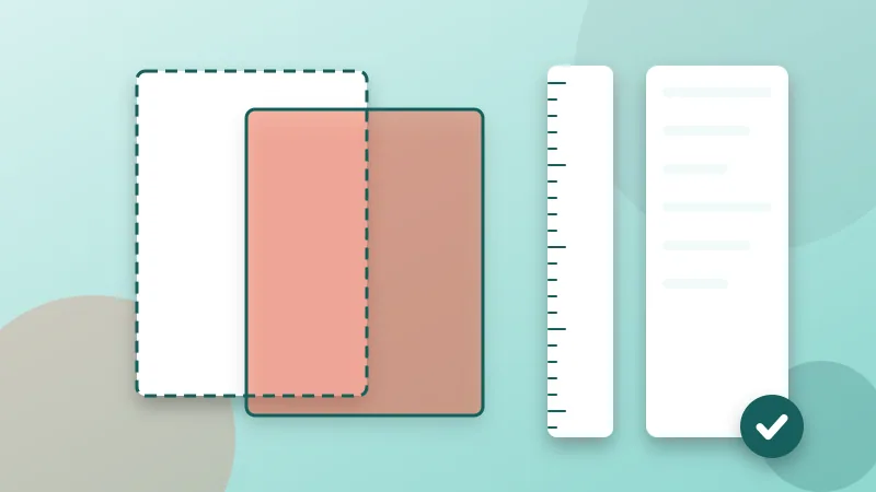 An A4 page outline overlapping a Letter page beside a ruler