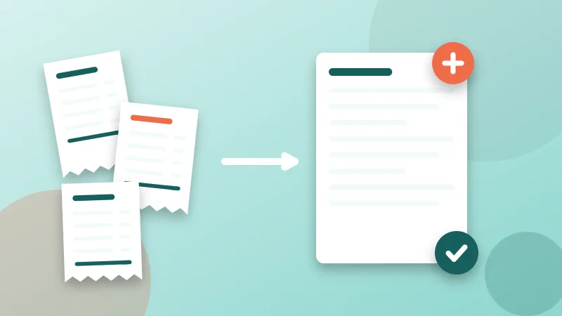Paper receipts combined into a single PDF document